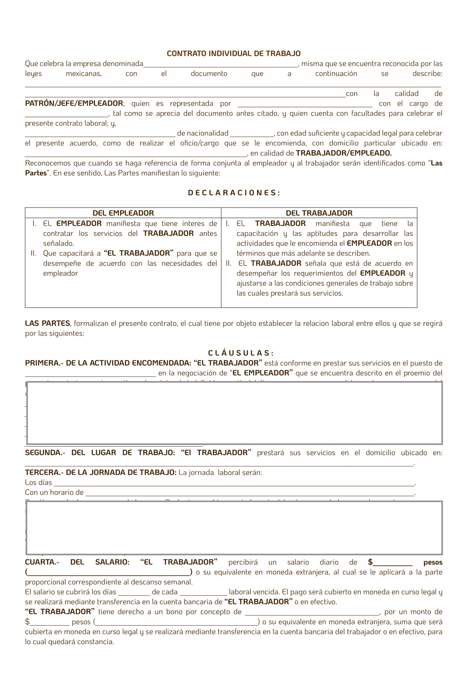 Contrato individual de trabajo entre una persona moral y un particular - Imagen 2