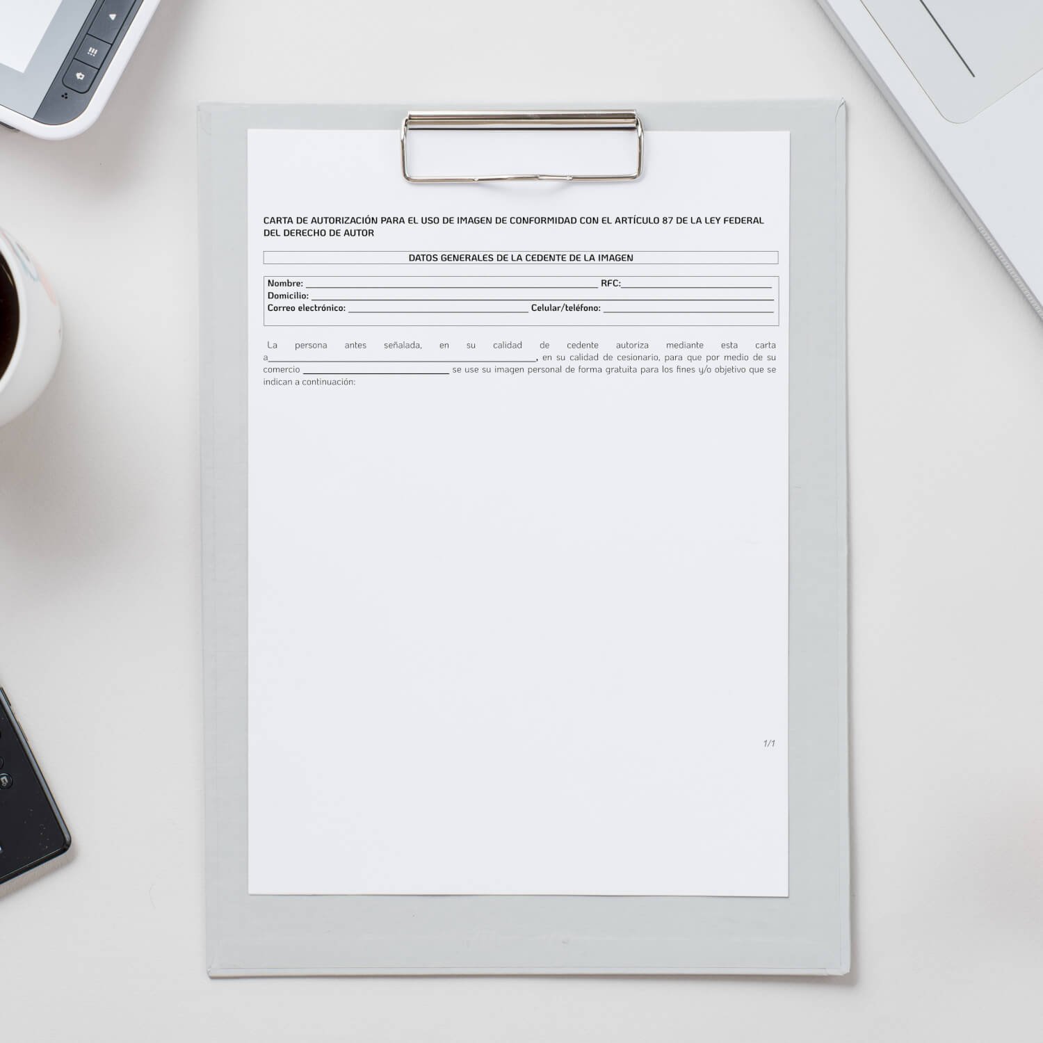 Autorización de uso de imagen sin pago