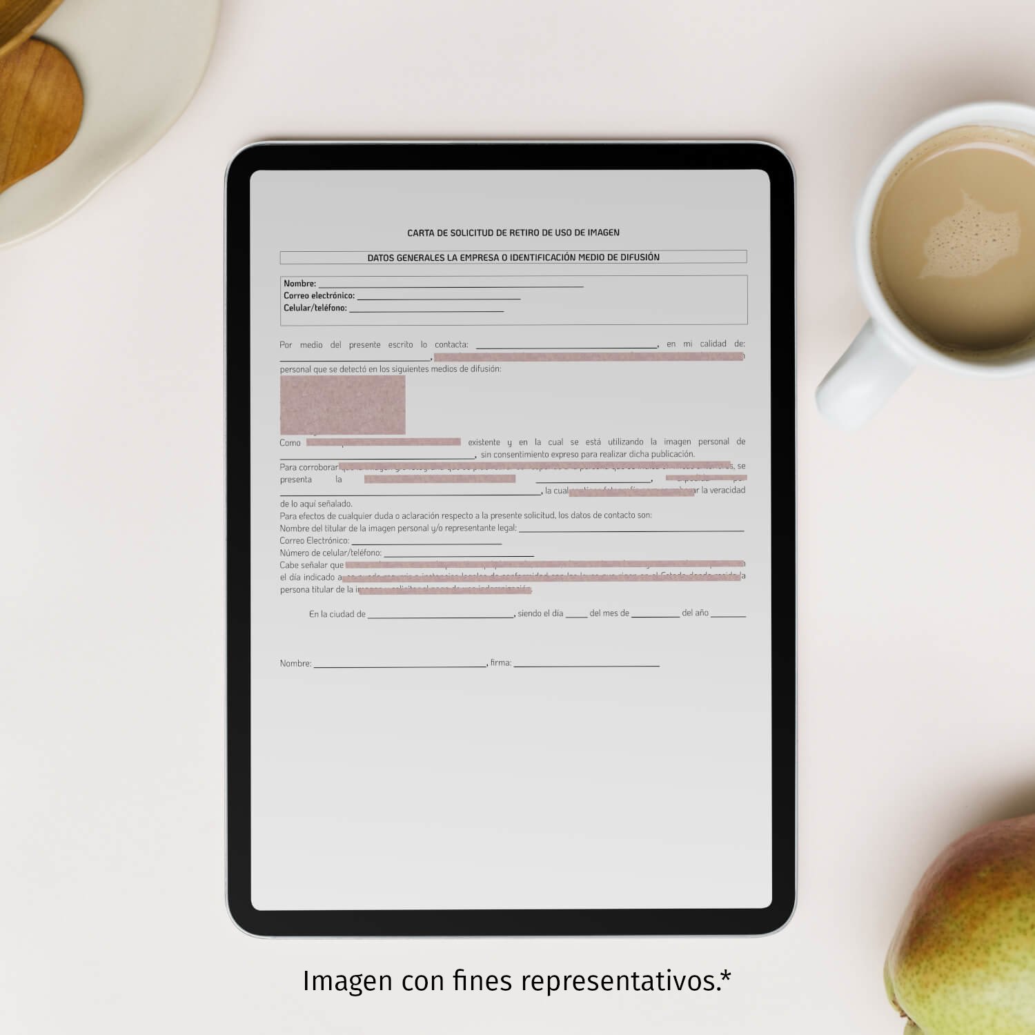 Aviso de retiro de uso de imagen sin autorización